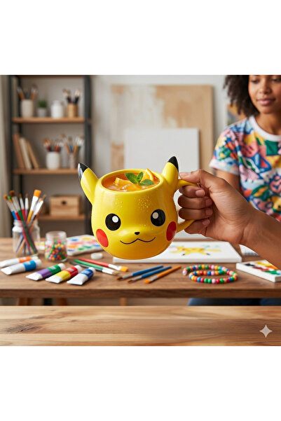 Gezginimport pokemon pikachu 3D kabartmalı karakter tasarımlı kupa bardak pok...
