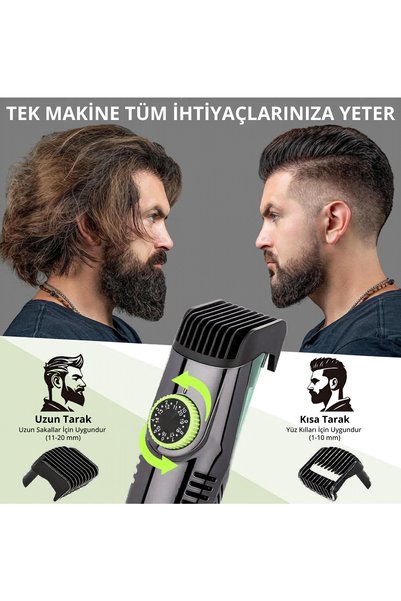 Albitmesin Tıraş Makinesi Şarjlı, Vakumlu, emme özelliği Paslanmaz Çelik Bıçaklı Hazneli Vucut Saç ve Sakal Kesme Tıraş Makinesi