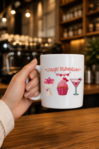 chic crazze Happy Valentines Yazılı Porselen Kupa Sevgililer Günü İçin Romant...