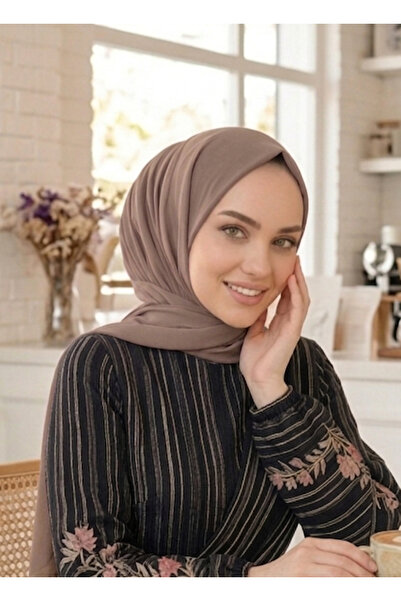 AHRAR tesettür Practical Ready-To-Wear Hijab Shawl with Snap Fasteners, Mink ...
