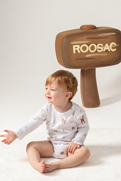 Roosac بدلة قطعة واحدة للأطفال حديثي الولادة من القطن المودال بأكمام طويلة وأ...