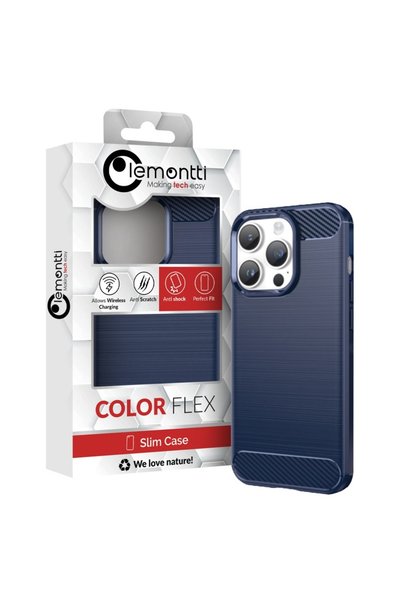 lemontti Гъвкав карбонов калъф за iPhone 14 Pro, син