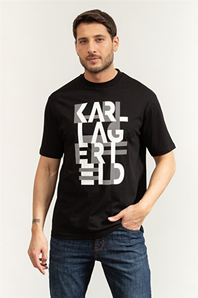 Karl Lagerfeld Erkek Bisiklet Yaka T-Shirt Siyah