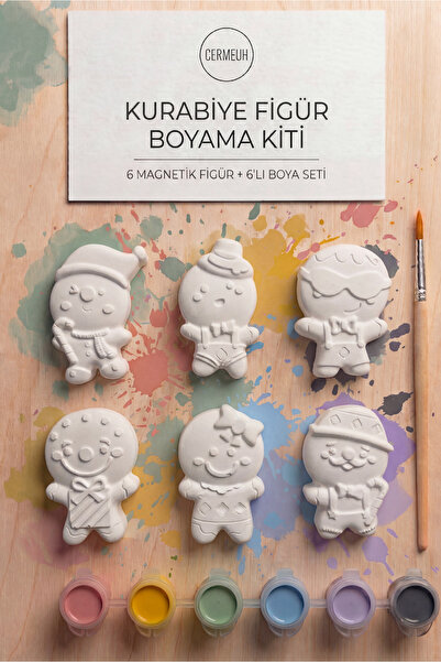 cermeuh Mini Sanat Kiti – Magnetli Kurabiye Figürler (6’lı Boyama Seti) - Dek...