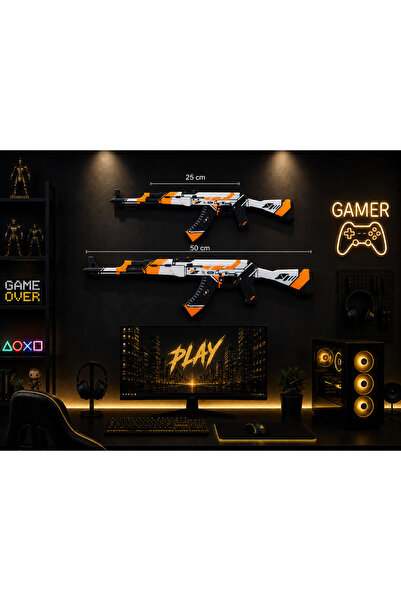 Erz3Design Dekoratif 2D Ak-47 Asiimov | 25 & 50 cm | Oyuncu Odası & Duvar Aks...