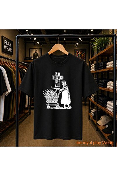 playwear Hac İşaret Elderly Woman Chest Printed 100% Cotton Oversize Loose Re...