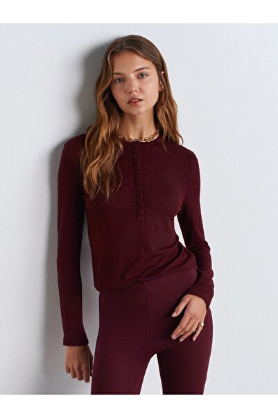 Dilvin Buttoned Long Sleeve Top-Black 31544