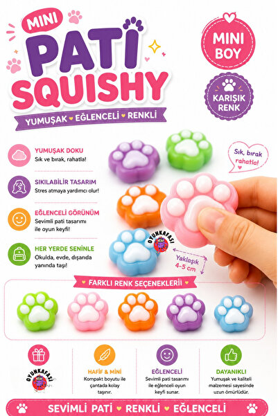 Mini Pati Squishy Oyuncak Renkli Yumuşak Sıkılabilir Oyuncak Karışık Renk 1 Adet