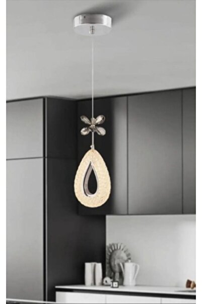 ILGAZ AYDINLATMA DAMLA GÜMÜŞ TEKLİ 3 RENK LEDLİ (KUMANDASIZ) Modern Led Avize