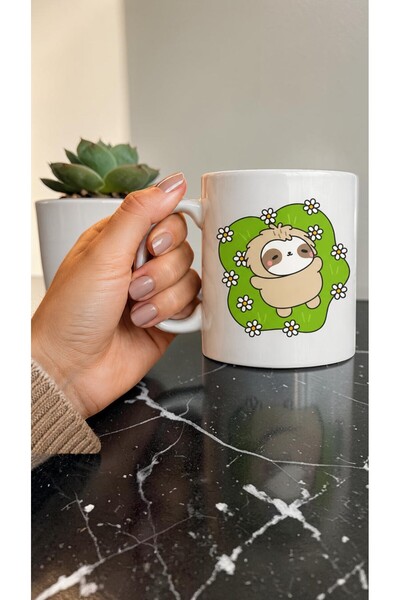 chic crazze Floral Sloth Pattern Porcelain Mug Model Cute Sloth Design Coffee...