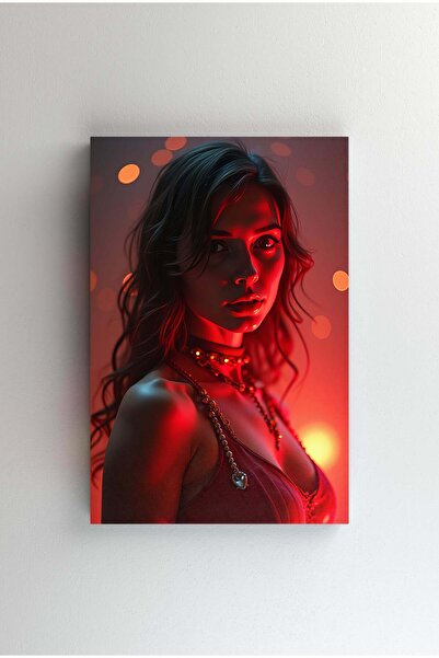Efect Canvas Tablou Canvas - Portret seducator femeie in rosu