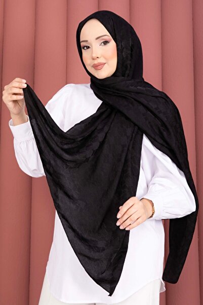 ECN سلسلة شال الجاكار بنمط هندسي أسود