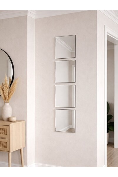 ÖZGLASSİNG Dekoratif Kare Bizoteli Ayna 30x30 4Adet