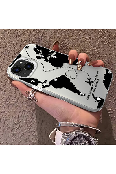 PATTERNOVA iPhone 13/14 Uyumlu Yüksek Kalite Dünya Haritalı Kılıf, Çizilmeye ...