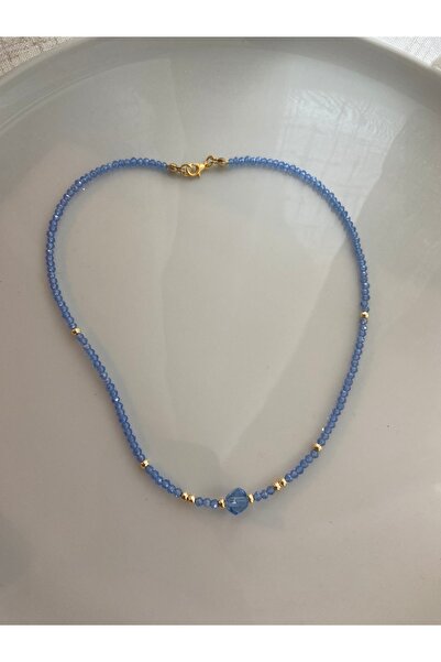 Anetta Jewelry Kadın mavi kristal boncuklu tasarım yaz plaj kolyesi