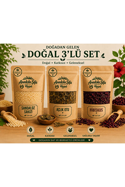 Anadolu Şifa Harput Açlık Otu, Hibiskus & Sandaloz Sakızı 100 Gr x3 Doğal ve ...