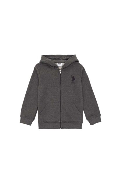 U.S. Polo Assn. Erkek Çocuk Kapüşonlu Fermuarlı Sweatshirt 3-14 Yaş ANTRASİT ...
