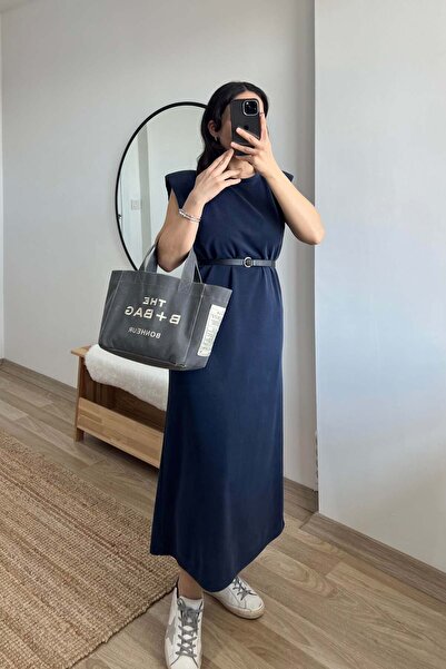 butikhola Navy Blue Modal Padded Dress