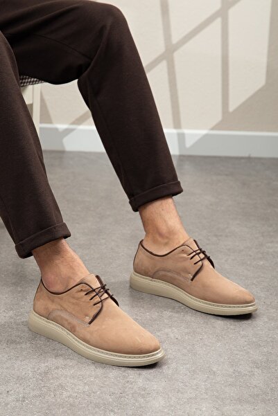 depderi Genuine Nubuck Leather, Thick Soled, Men's Leather Shoes