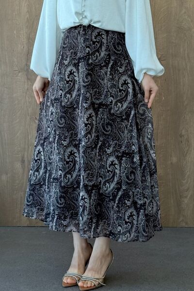Sezi Moda Giyim Desenli Şifon Etek