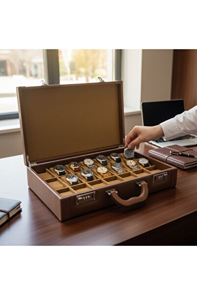 ROBERT TAYLOR Watch Case 21-Piece Diplomat Model Alcantara Lockable Watch Box...