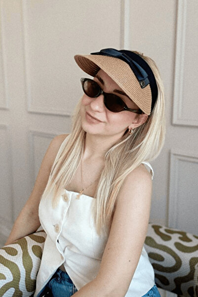 BeeYouStudio Black Ribbon Detailed Sun Protection Visor Hat - Hijab Compatible