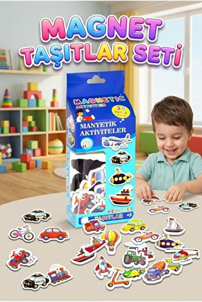 Tıfıl Toys Eğlenceli Manyetik Taşıtlar! 30 Parça Mıknatıslı Taşıt Tasarımlı E...