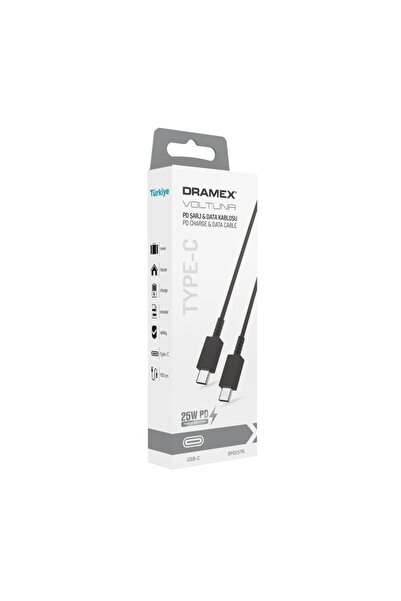 Dramex SPD25TK 25W Type-C to Type-C Hızlı Şarj ve Data Kablosu