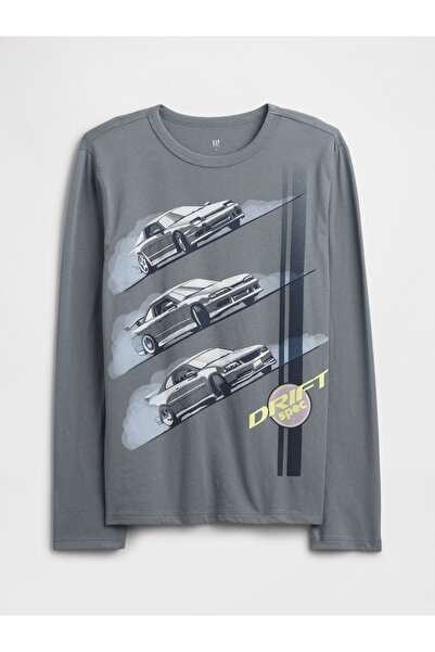 GAP Erkek Çocuk Gri Grafik Baskılı T-Shirt