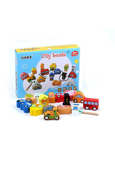 OEM Joc Educativ de Insiruit din Lemn Orasul Vehiculelor, Stil Montessori, 16...