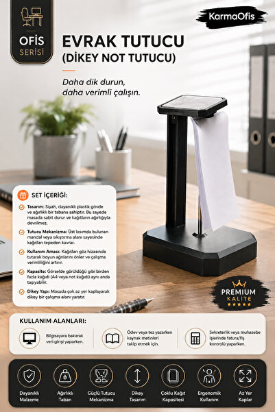 KarmaOfis POS Slip Tutucu Standı – Ağırlıklı Masaüstü Fiş ve Adisyon Tutucu O...