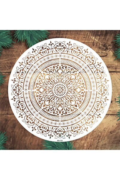 STENCİLTASARIM Stencil Tasarım MA126 Mandala Duvar Ahşap Cam Kumaş Boyama Şab...