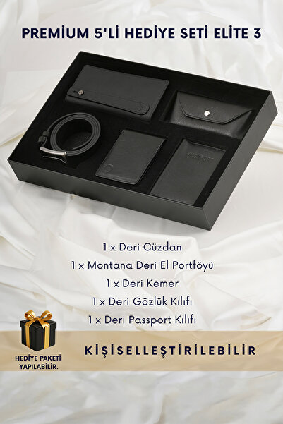 CüzCan Elite 3 Premium Hakiki Deri Cüzdan, El Portföyü, Kemer, Gözlük ve Pass...