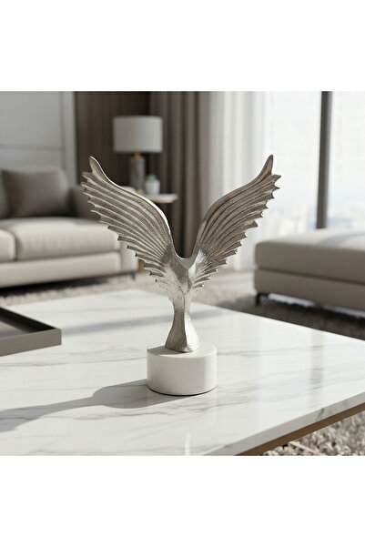 Home Box Aurum Stafford Liv Aluminium Eagle Decor Accent with Marble Base - 2...