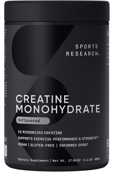 Sports Research كرياتين مونوهيدرات - لزيادة الكتلة العضلية النحيفة وتحسين الأ...