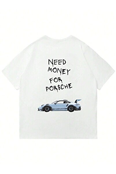 Soft Luxe تي شيرت فضفاض برقبة دائرية مطبوع عليه NeedMoney4Porsche للجنسين
