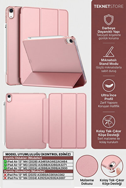 TEKNETSTORE Ipad Air 13" M4 M3 M2 Uyumlu Kılıf Ultra İnce Akıllı Uyku Modlu S...