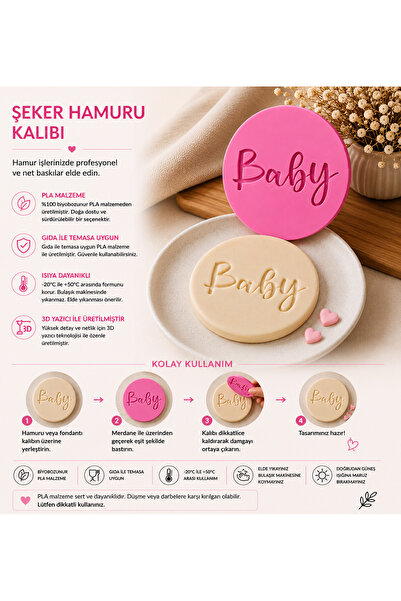 StudioAslanDesign Baby Şeker Hamuru Kalıbı | PLA Fondant Baskı Damgası | Baby...