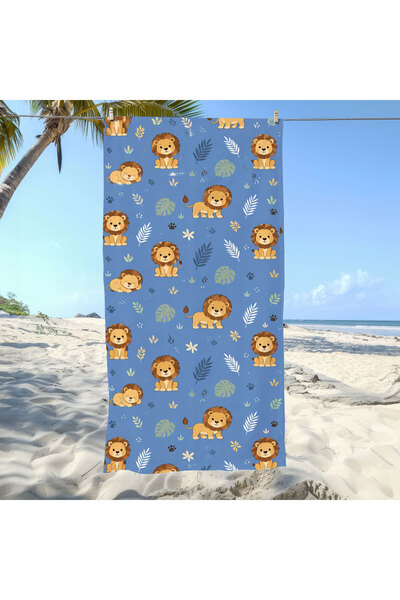 Piloji Lion Patterned Children's Beach Towel 75X150 cm – Special Design Soft ...