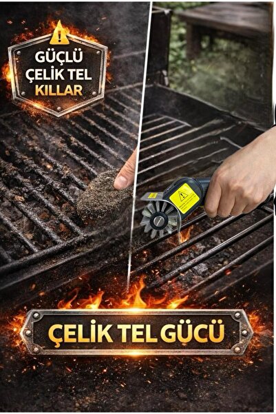 KRAFT HART Mangal Temizleme Fırçası Çelik Tel Izgara Temizleyici Barbekü Grill Fırçası Dayanıklı Saplı