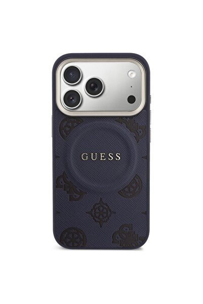 Guess Peony Hot Stamp MagSafe Case for iPhone 17 Pro - Blue