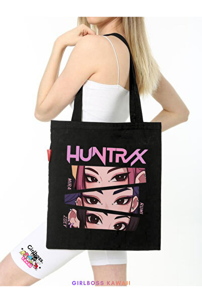 Girlboss Kawaii Demon Hunters Black Shoulder Bag, K-Pop, Huntrix