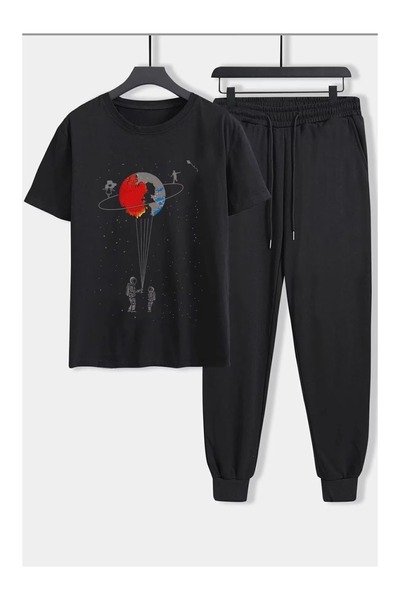 LAVİTTA Fashionable casual set: comfortable cut black trousers with a colored...