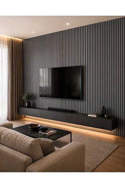 Yapı Muğla Antrasit Akustik Duvar Paneli 60x280 cm PVC Kaplama Dekoratif Panel