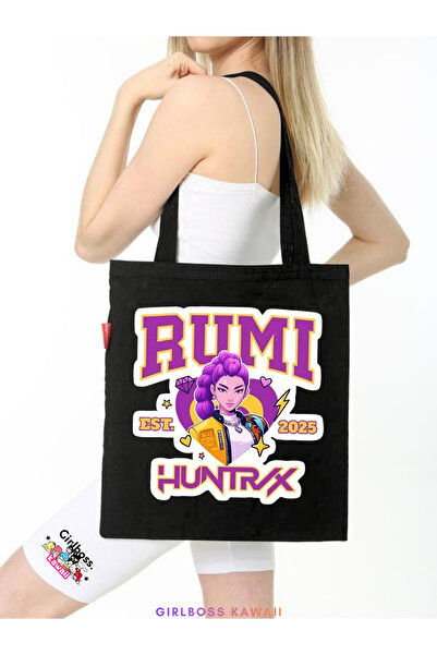 Girlboss Kawaii Rumi Black Shoulder Bag, K-Pop, Demon Hunters, Demon Slayers