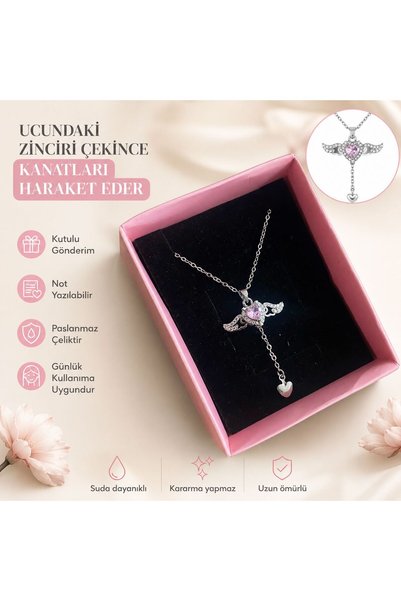 enyessaccessory قلادة من الفولاذ بتصميم جناح متحرك