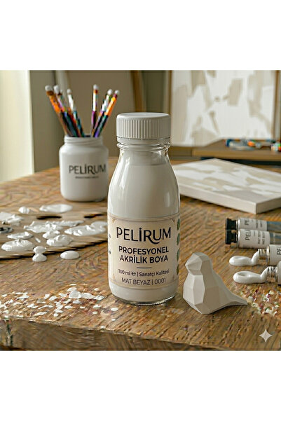 Pelirum Profesyonel Mat Akrilik Boya BEYAZ] 100 ml - Ahşap, Metal, Plastik, C...