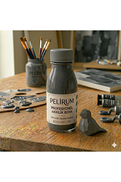 Pelirum Profesyonel Mat Akrilik Boya GRİ ] 100 ml - Ahşap, Metal, Plastik, Ca...