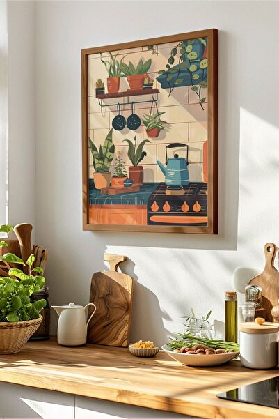 Yağlı Boya Mutfak Resmi Poster Mekanlarınıza Renk Katan Çerçevesiz Poster