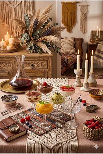 Homerest وعاء للحلوى على الطراز البوهيمي وطبق للآيس كريم، كأس أنيق للتقديم، ك...